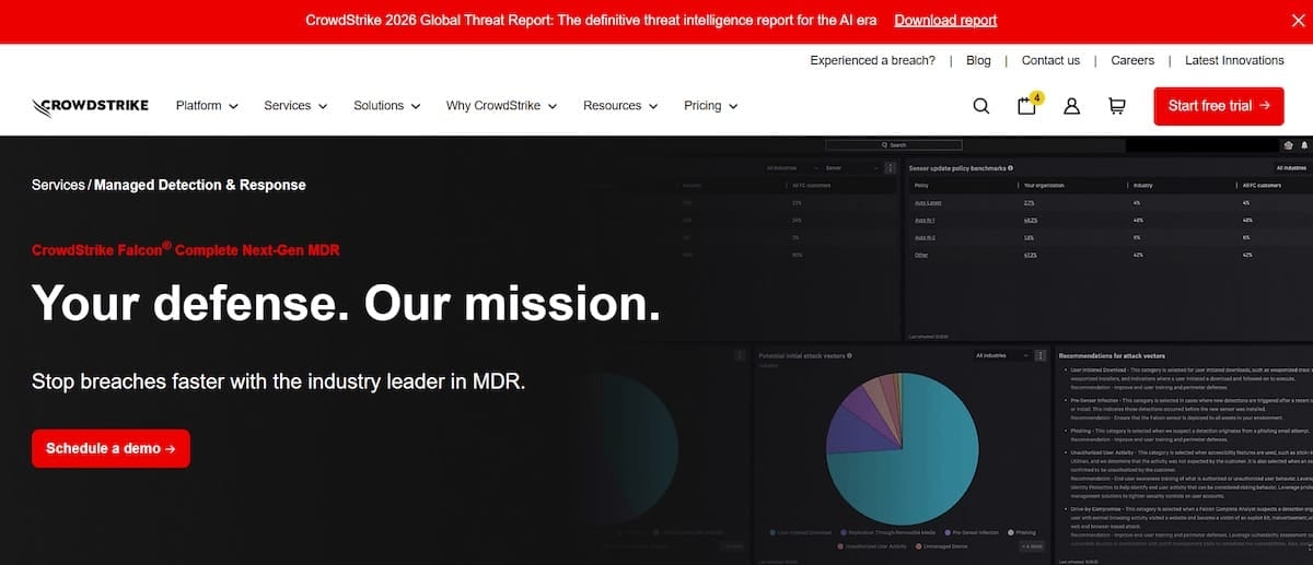 CrowdStrike Falcon Complete Website Screenshot