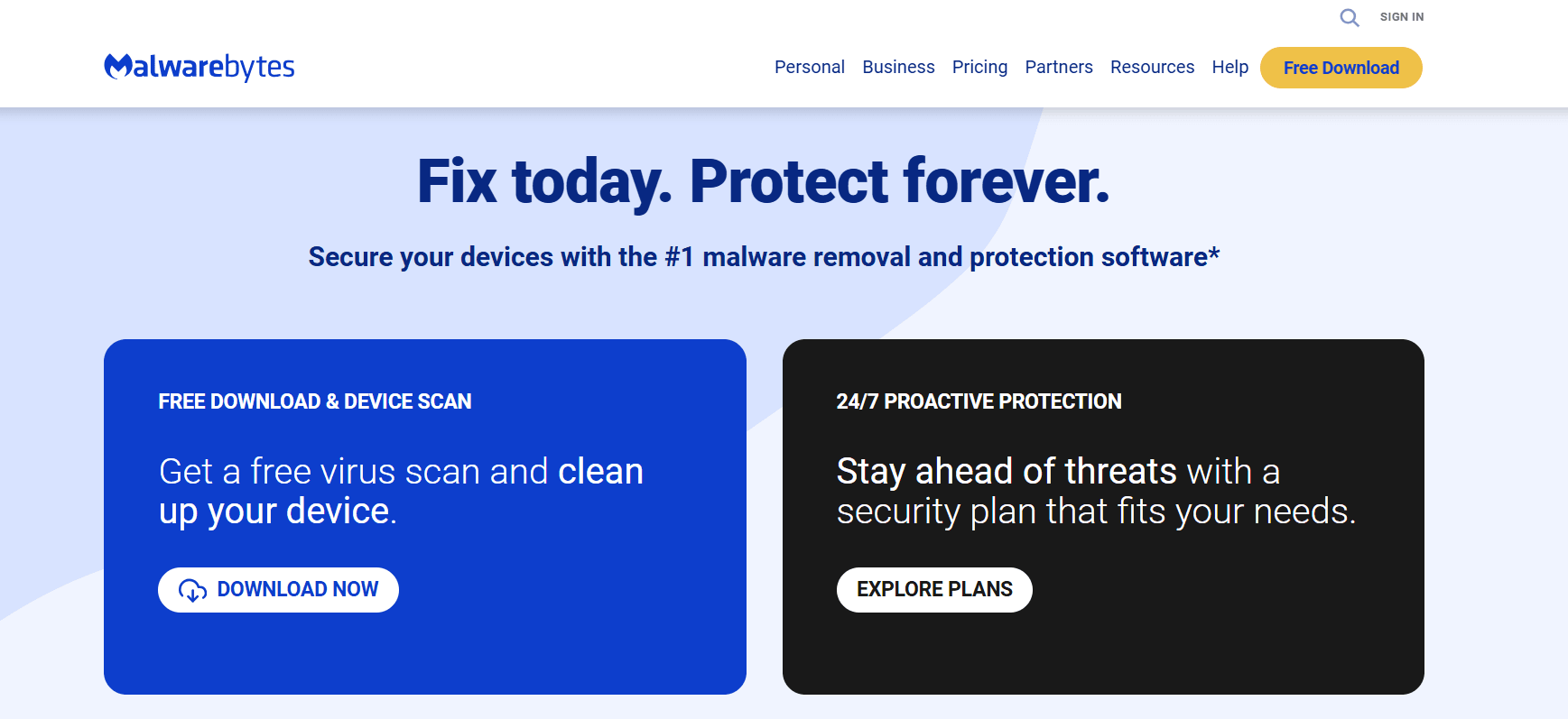 Malwarebytes Website Screenshot