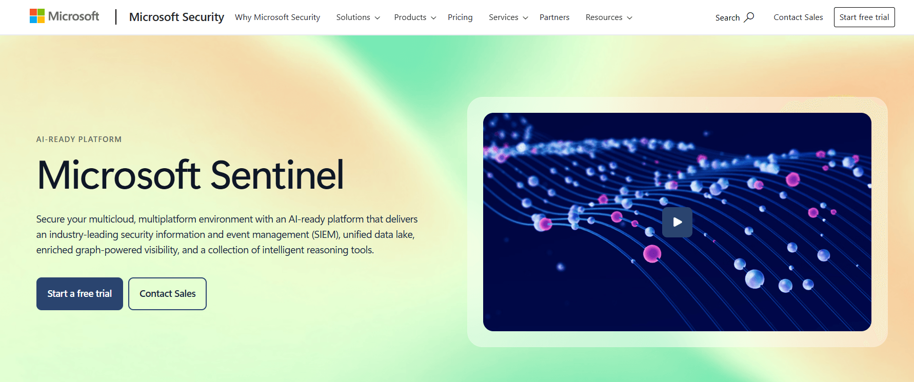 Microsoft Sentinel Website Screenshot