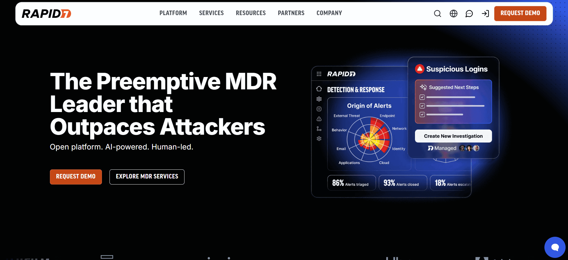 Rapid7 MDR Website Screenshot