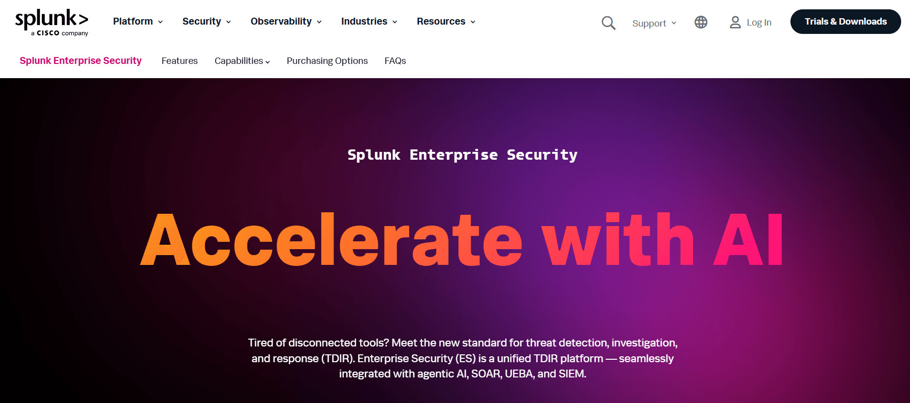 Splunk Enterprise Security Website Screenshot
