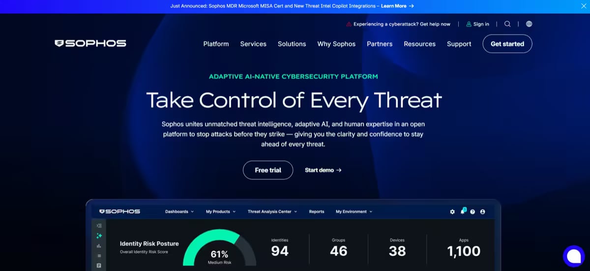 Sophos Website Screenshot