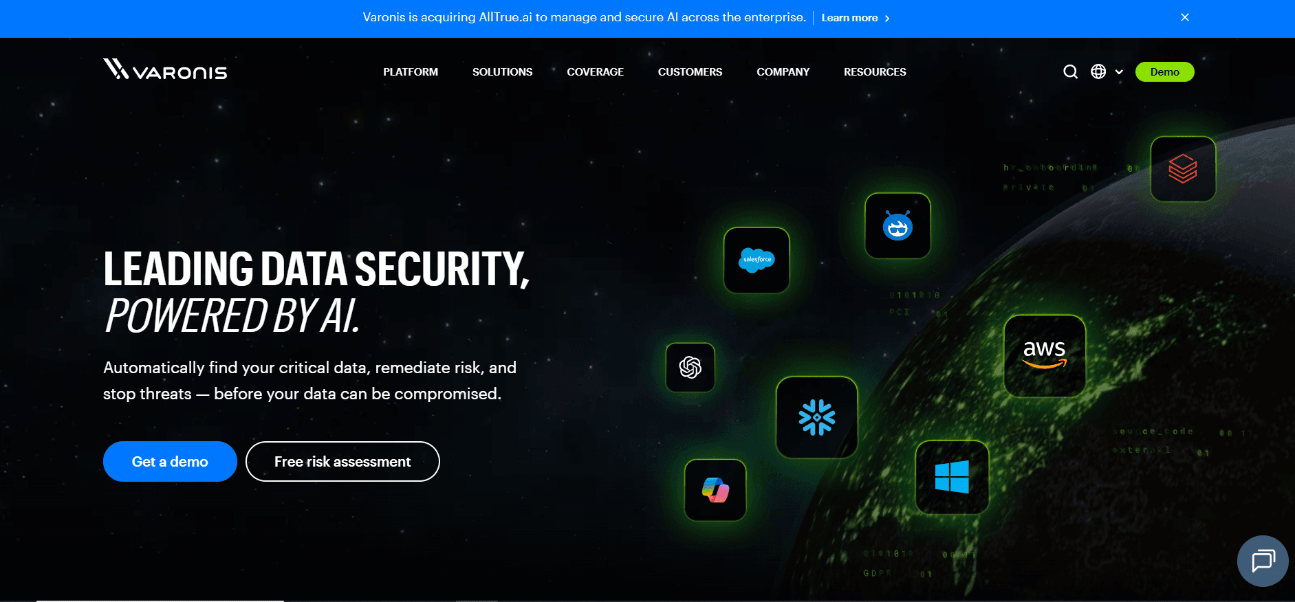 Varonis Website Screenshot