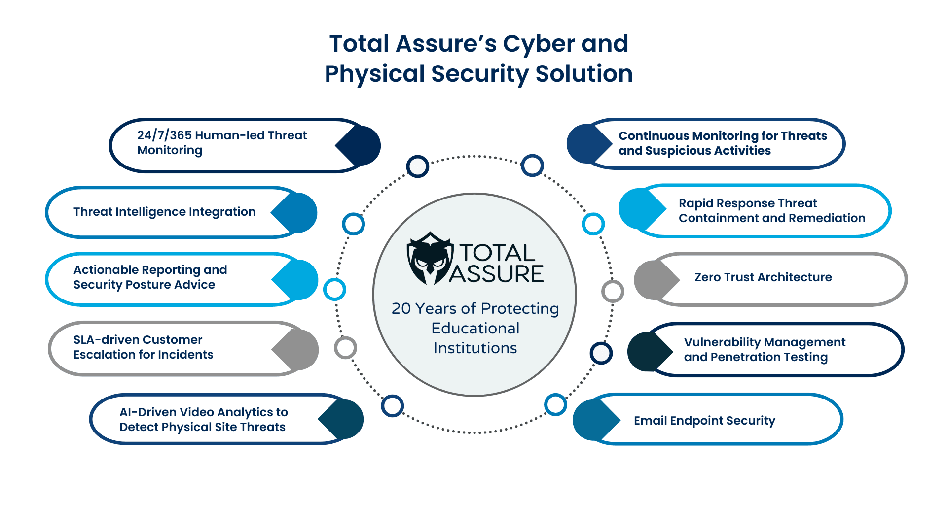 Graphic showing Total Assure's Cyber and Physical Security Solution